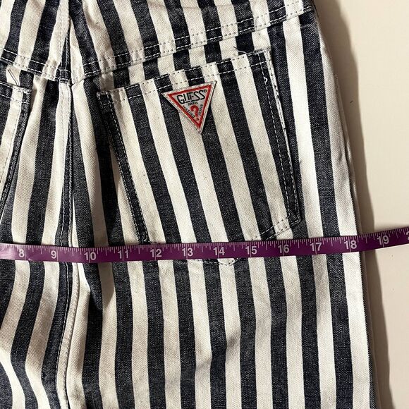 Vintage Guess Black & White Washed Striped Denim Mini Skirt Size S EUC - Picture 7 of 12